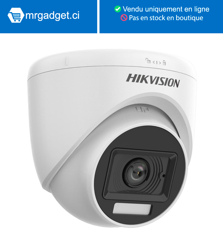 Hikvision DS-2CE76DF0TLPFS/ ECO(2.8mm)(Africa) - Caméra Analogique Dome (Tourelle) Audio ColorVu - 2MP Smart