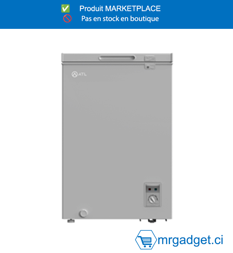 Congélateur Horizontal ATL CFATL-155 - 100L - 1 Porte avec Serrure et Panier - Finition Inox Silver