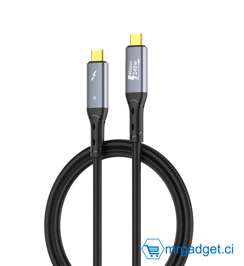 LDNIO TC11C - Cable USB-C 4.0 (Thunderbolt)  - 240W, 8K - 40Gbps - 100cm - 8K 60Hz câble vidéo haute définition 240W Super Câble de charge rapide.