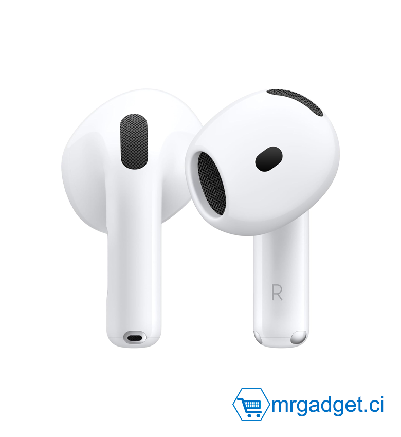 Apple AirPods 4 Écouteurs sans Fil, Casques et écouteurs Bluetooth, Audio Spatial personnalisé, résistance à la Transpiration et l’Eau, boîtier de Charge USB-C, Puce H2, Jusqu’à 24 Heures d’autonomie