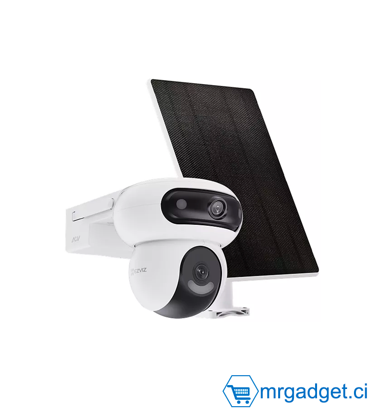 EZVIZ CS-HB90X/SP  360° -  4G & Wi-Fi - Dual Camera 4MP+4MP - Caméra autonome 2K+ sans fil. Connectivité hybride pour une surveillance partout. Batterie longue durée, détection IA humaine et vision nocturne couleur. Idéale pour sites isolés.