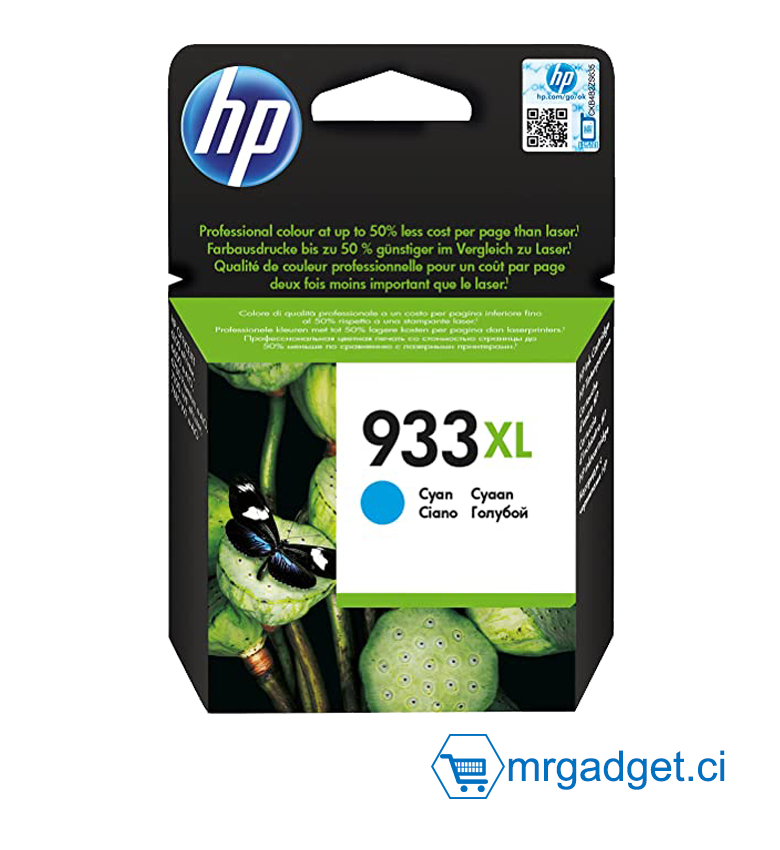HP 933XL Cartouche d'Encre Cyan grande capacité Authentique (CN054AE) pour HP OfficeJet 6100 / 6600 / 6700 / 7110 / 7510 / 7610 /7612