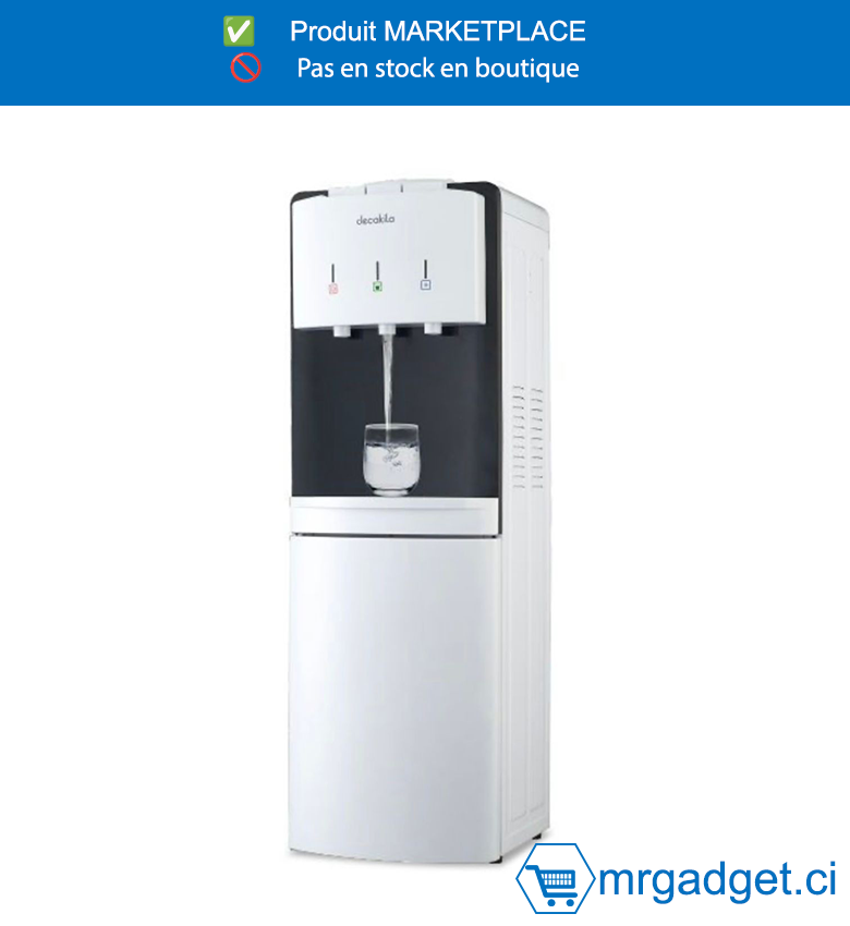 DECAKILA-KEWF003B- DISTRIBUTEUR D'EAU 80W  ARMOIR FRIGO ,Refroidissement par compresseur Avec armoire  frigorifique ,1 L Réservoir d'eau froide : 3,4 L Température  de l'eau : 88 ℃ - 95 ℃ (chaud), 6 ℃ - 10 ℃  (froid) Rendement en eau : 5 L (chaud), 2,5 L