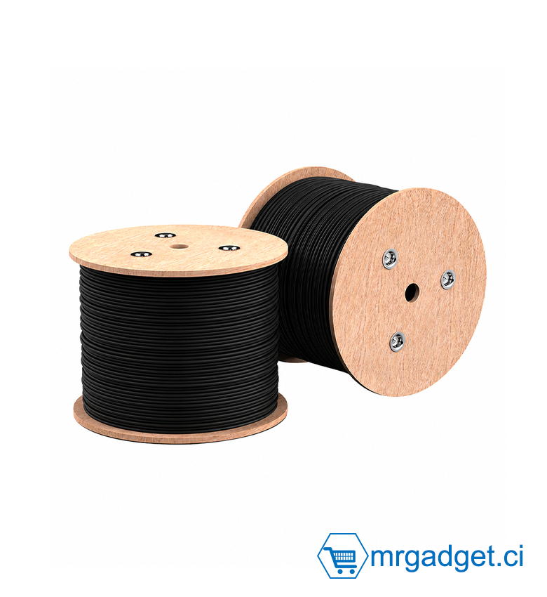 Cable reseau BOFFAC   CAT6A FTP outdoor  (extérieur)  CCA - 500m - Noir