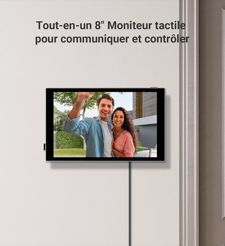 EZVIZ HP7 Pro  4K Visiophone Connecté Interphone Vidéo, 8 Pouces Moniteur Tactile, Reconnaissance Paume/Visage, Unlock à Distance, 2 Fils, Détection Humaine, Option RFID, Étanche, WiFi bi-Bande
