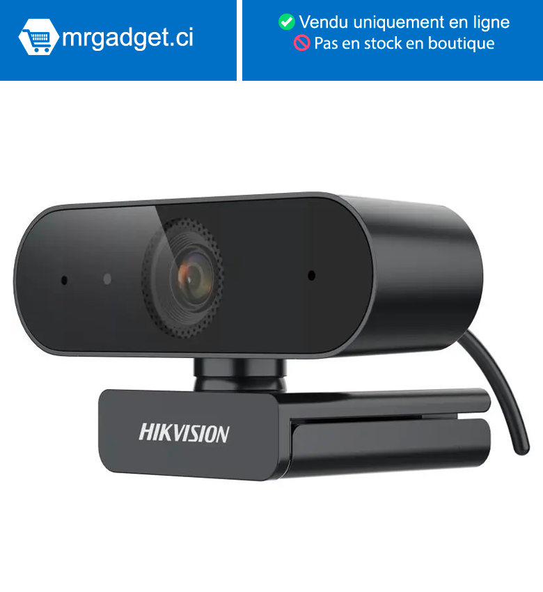 HIKVISION DS-U04(O-STD) Webcam DS-U04 Interface 4 MP de type A, prenant en charge le protocole USB 2.0. Plug-and-play, microphone intégré avec son clair, AGC pour une luminosité auto-adaptative, objectif focal fixe de 3,6 mm.