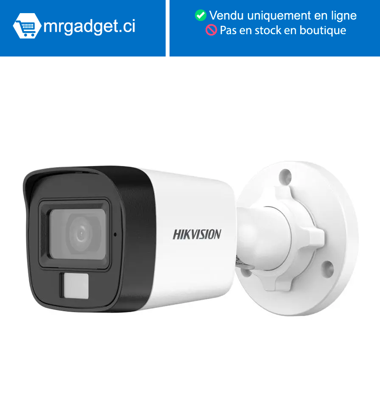 Hikvision DS-2CE16DF0TLPFS/ ECO (3.6mm)(Africa) - Caméra Analogique Bullet Audio ColorVu - 2MP Smart -Résistant à l'eau et à la poussière (IP67