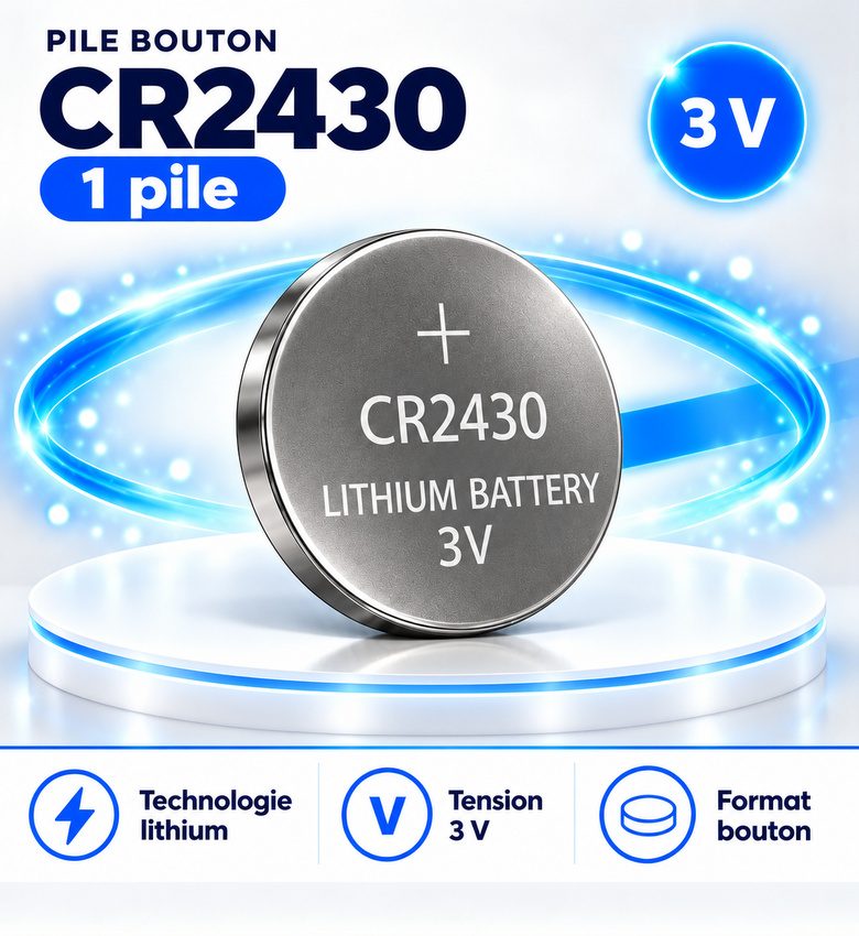 Pile CR2430 - 1 – Pile bouton lithium 3V pour télécommande et équipements électroniques