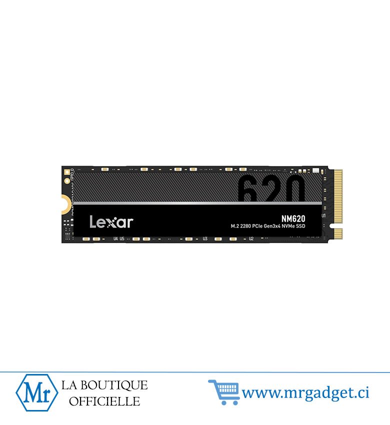 Lexar NM620 disque dur SSD Interne 1To M.2 2280 PCIe Gen3x4 NVMe, Jusqu'à 3300 Mo/s en Lecture, pour les Passionnés de PC et les Joueurs (LNM620X001T-RNNNG)