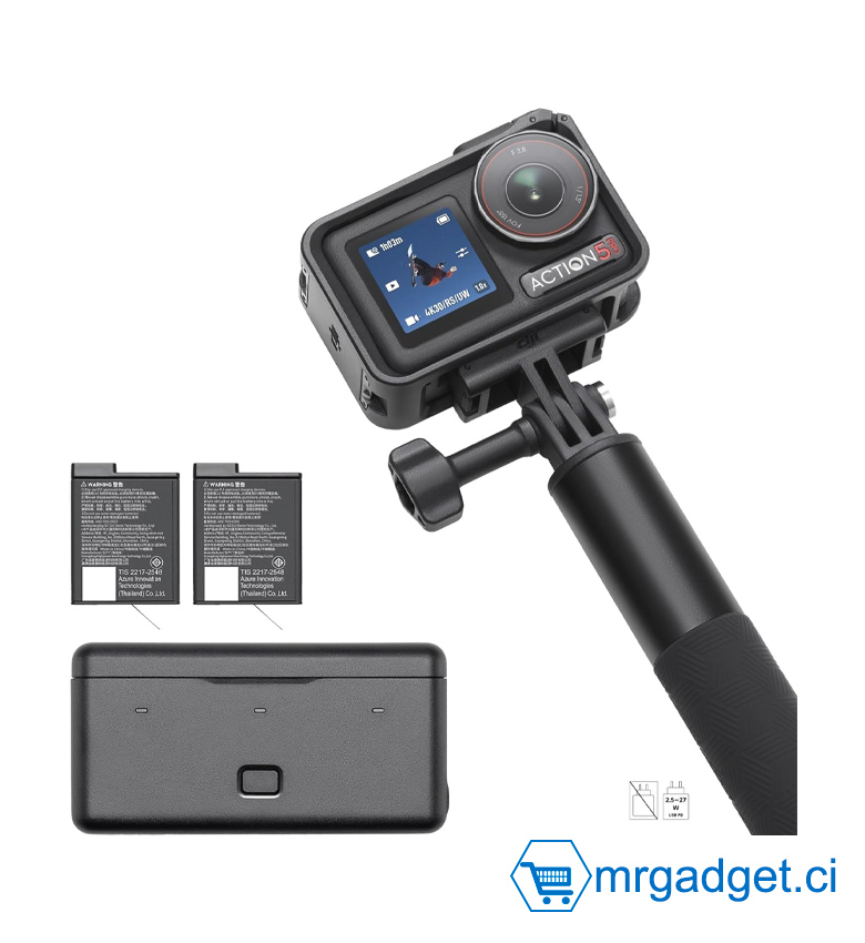 DJI Bundle Aventure Osmo Action 5 Pro, Caméra d’Action 4K avec Capteur 1/1,3", 12 h d’Autonomie Étendue avec 3 Batt., Stabilisation, Double Écran Tactile OLED, Mini Caméra d’Action pour Voyage, Vlog