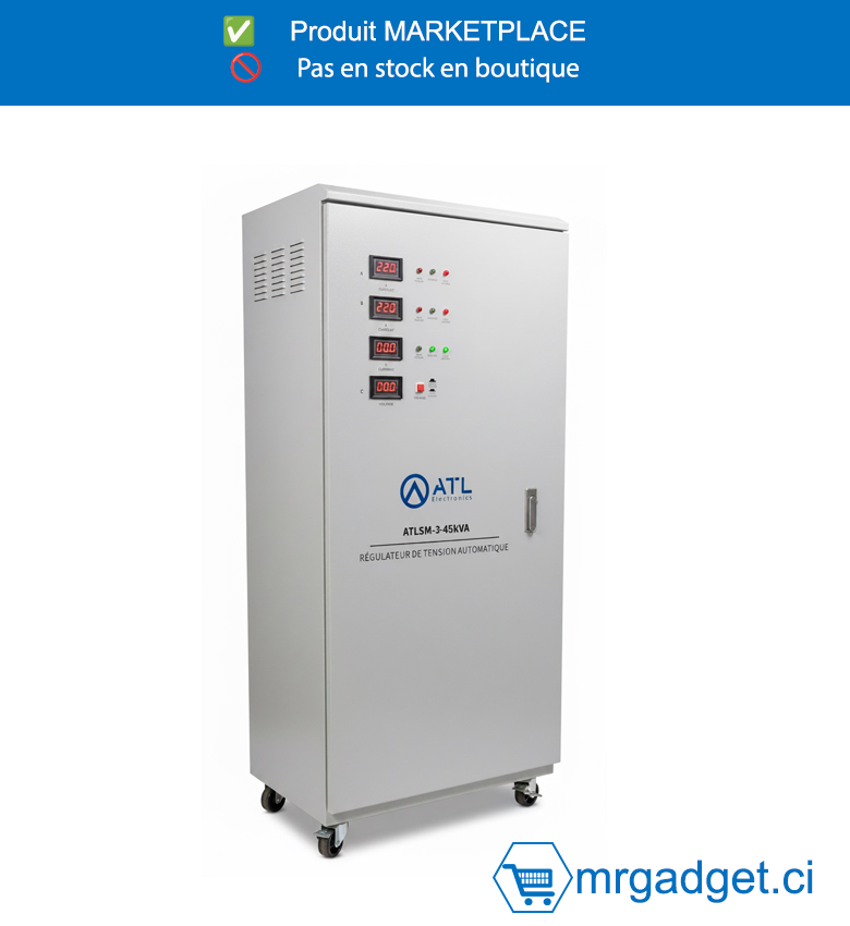 ATL-ATLSM-3-45KVA-STABILISATEUR ATL 45 000 VA/ TRIPHASÉ/ AFFICHAGE A AIGUILLE/ AC SERVO MOTOR (01 PC/CRT)