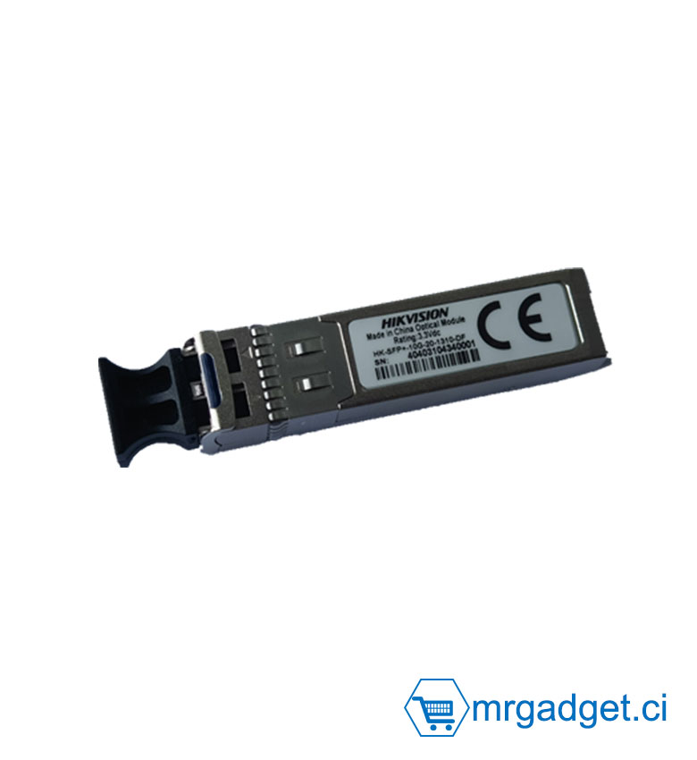 Hikvision HK-SFP+-10G-20-1310-DF - Module Optique SFP+ 10G - Monomode Duplex LC - Distance 20km - Longueur d'Onde 1310nm - Diagnostic DDM Intégré - Hot-Pluggable - Idéal Liaison Fibre Optique Switch et Vidéosurveillance Pro