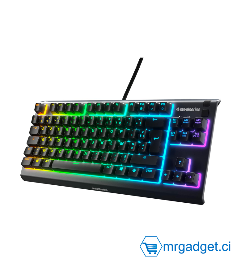 SteelSeries Apex 3 TKL RVB Clavier gaming - Facteur de forme esports compact sans pavé numérique - Illumination RVB à 8 zones - Agencement Français AZERTY