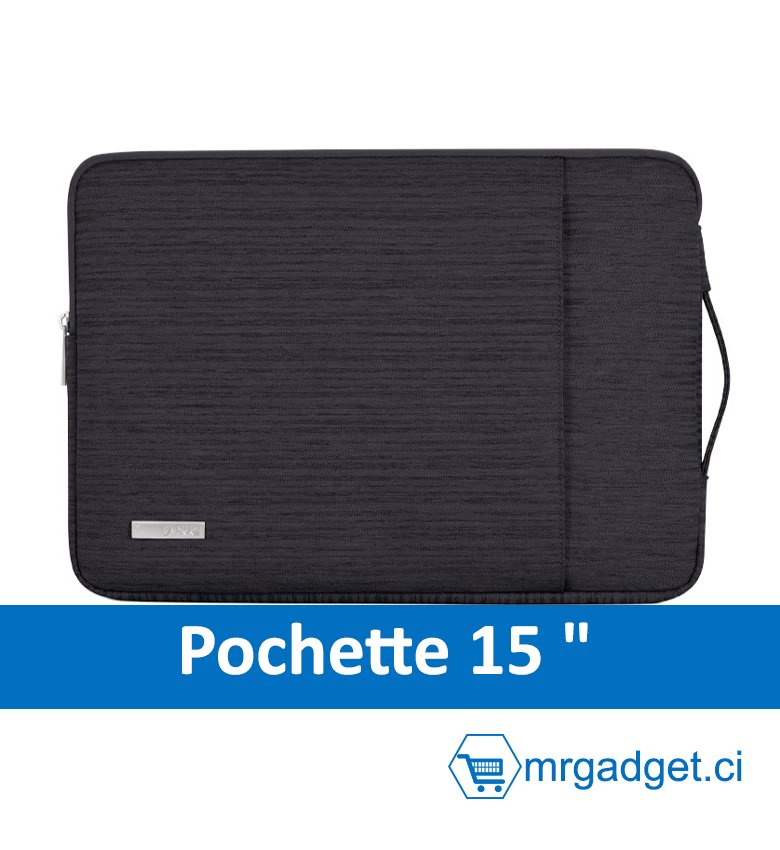 Housse PC  - Pochette de Ordinateur Portable & Mac  imperméable - 15" & 16" NOIR