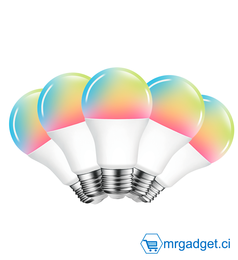 EZVIZ LB1 Lot de 5 pièces Couleur Ampoule Intelligente Wifi Led Smart Bulb E27 8W, Compatible Avec Alexa, Google Home, Dimmable, Contrôle à Distance par App, Commande Vocale, Aucun Hub Requis, 1 pack multicolore