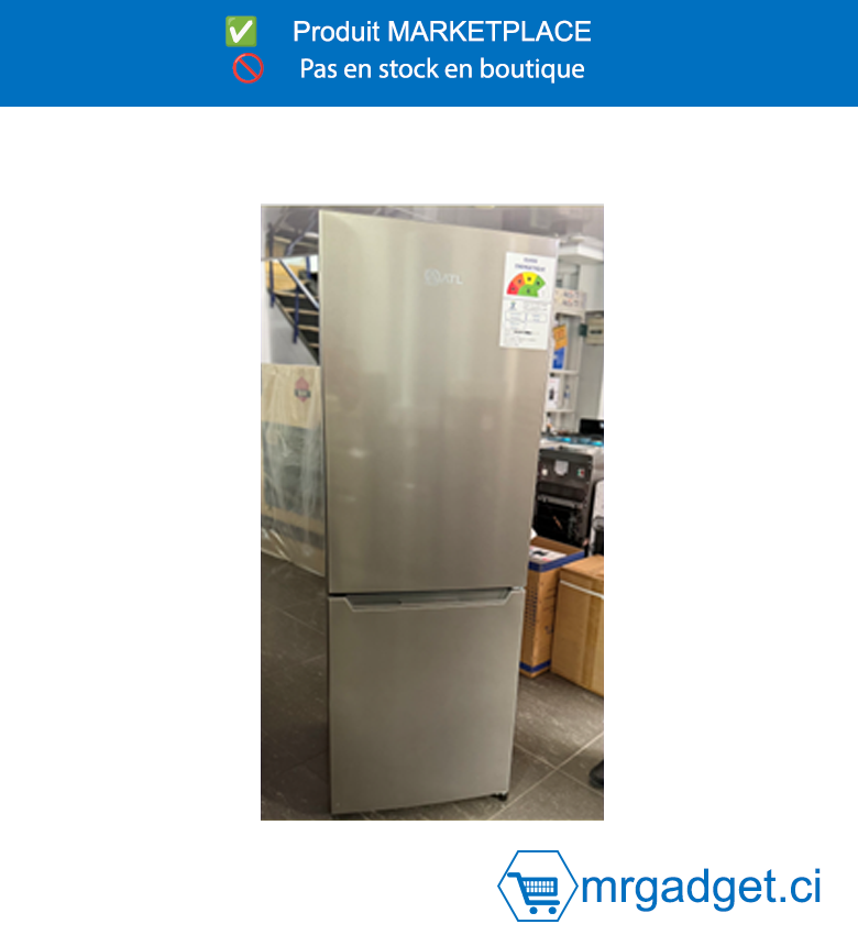 Réfrigérateur Combiné ATL ATL-2C270 – 227 Litres, 2 Portes, 3 Tiroirs de Congélation – Finition Inox & Silver Moderne – Performance et Design Épuré