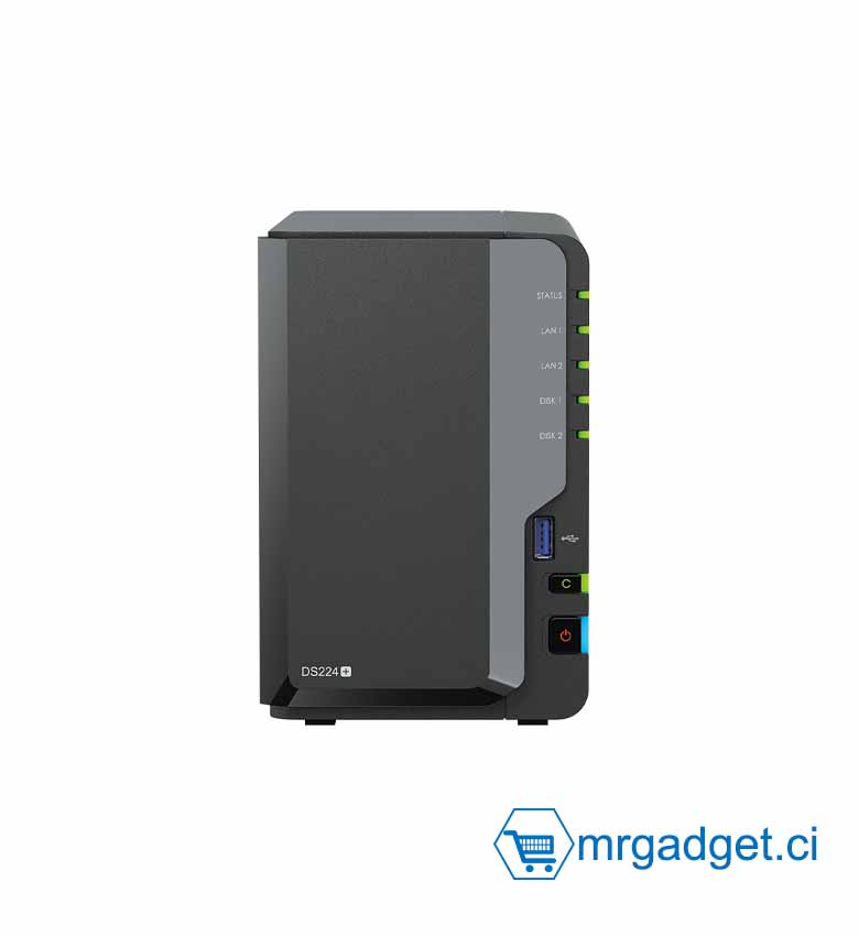 NAS Synology DS225+ 2 Baies Avec 2 Disques HAT3300-4T 4To - Serveur De Stockage Réseau, Intel Celeron J4125