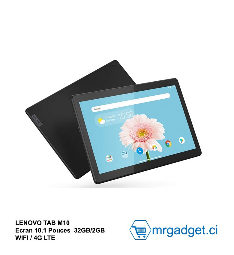 Lenovo Tab M10 (Tb-X505X), Tablette 10,1 pouces, Processeur Qualcomm Snapdragon 429, 2 Go de RAM, 32 Go de stockage, Wifi+4G Lte, Système d'exploitation Android, Noir ardoise - [Za4K0026Ae]