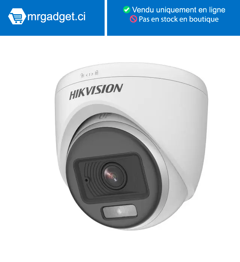 Hikvision DS-2CE70KF0T-PFS(2.8mm)(O-STD) 5MP Micro audio intégré  Vision nocturne couleur Caméra de vidéosurveillance couleur filaire extérieure pour DVR,  USEWELL BNC/DC, blanc