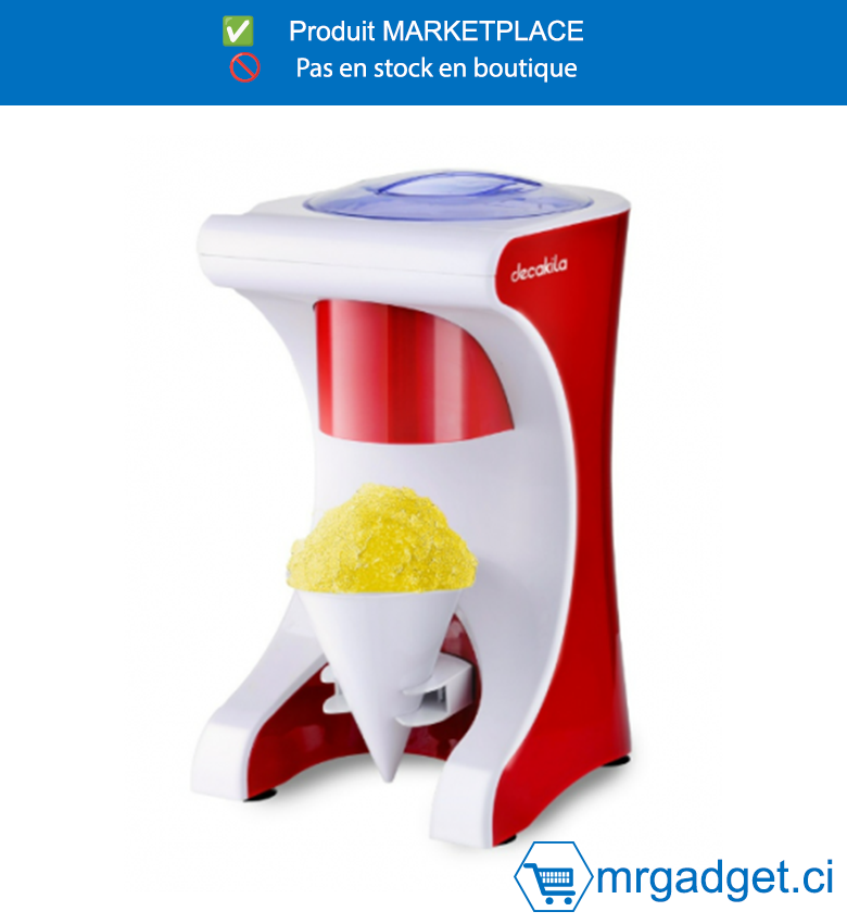 DECAKILA- KEJB040R-MACHINE BROYEUSE DE  GLACE, Lames de coupe en acier inoxydable Un  interrupteur de sécurité est intégré au  mécanisme de rasage , Un gobelet conique en plastique inclus