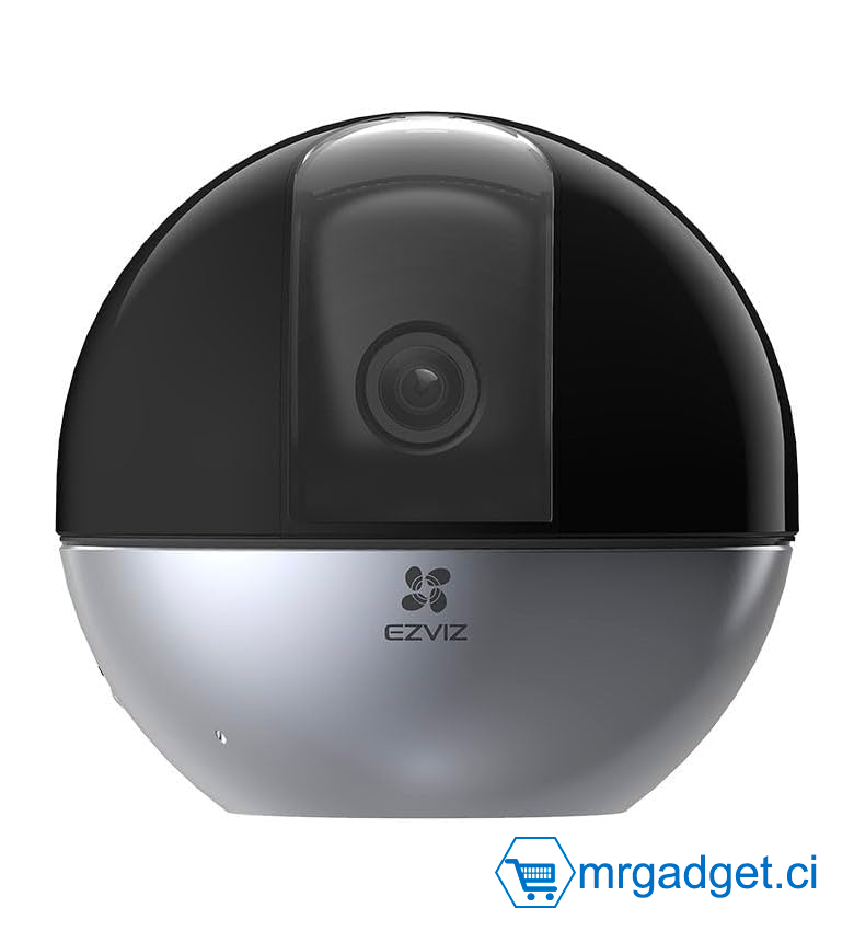 EZVIZ E6 (5W2F, 4mm) 5MP, Caméra de sécurité , Caméra pour domicile intelligent, Vue panoramique 360 -  Wi-Fi à bande double 2,4 et 5 GHz , Prise en charge de carte microSD  (jusqu’à 512 Go)