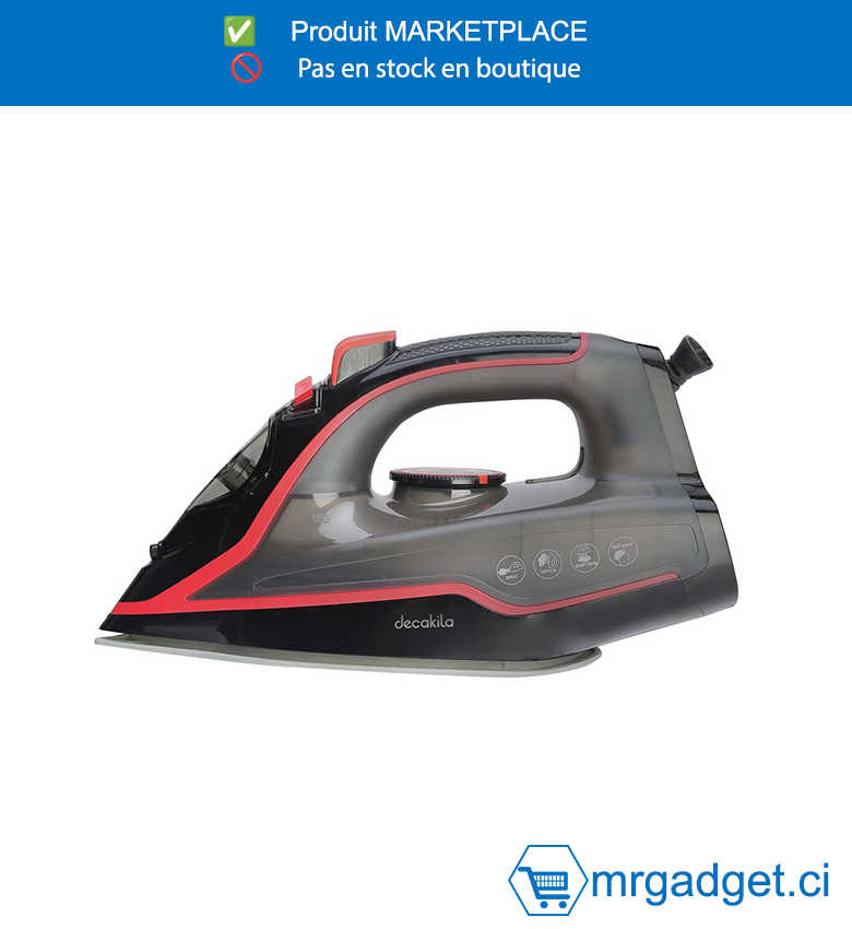 DECAKILA- KEEN001W-FER A REPASSER 2400W  223*120mm ,Capacité du réservoir d'eau : 210 ml Avec  fonction anti-goutte Sans fonction d'arrêt  automatique