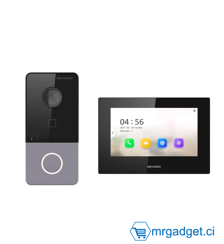 Hickvision DS-KIS605-P - Pack interphone vidéo IP pour villa ou maison - Recevez des appels, ouvrez la porte