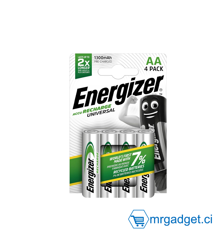 Energizer Piles Rechargeables AA 1300 mAh Power Plus - Lot de 4