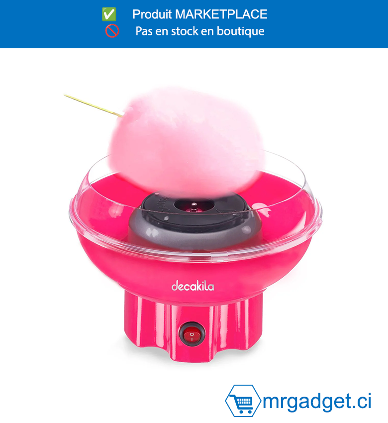 DECAKILA MACHINE A BARBE A PAPA - KETT018R - Tension : 220-240 V 50-60 Hz Puissance : 400 W Taille du bol : 25 cm environ Couleur : roseTaille : 26,5 x 26,5 x 15 cm, Rose