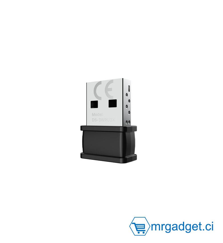 Clé Wi-Fi 6 Hikvision DS-3WRU3X Clé Wi-Fi 6 USB AX300 Nano - Adaptateur WiFi 802.11ax 2.4 GHz 286 Mbps pour PC Portable et Bureau, Compatible Windows 7/10/11 & Linux, Plug & Play