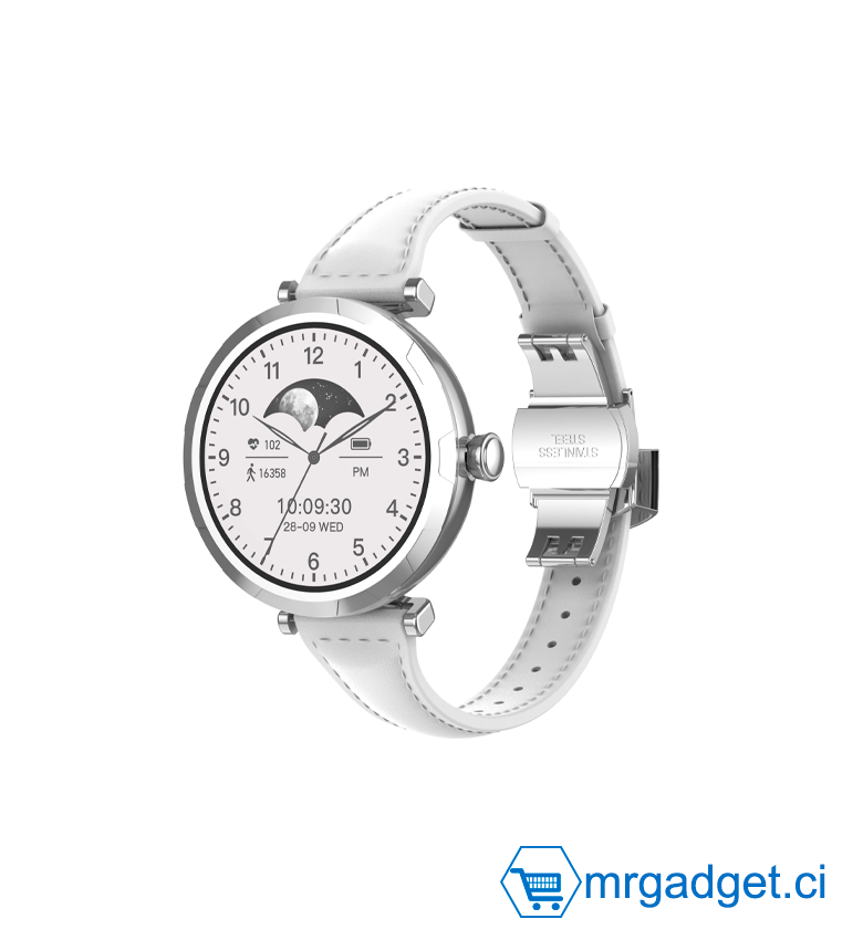 Montre connectée LDNIO SW02 Femme : Écran AMOLED (1.19"), appels Bluetooth, suivi santé/activité, étanche IP68. Compatible  iOS 9.0+, Android 5.0+, Harmonyos 2.0+ - Gris