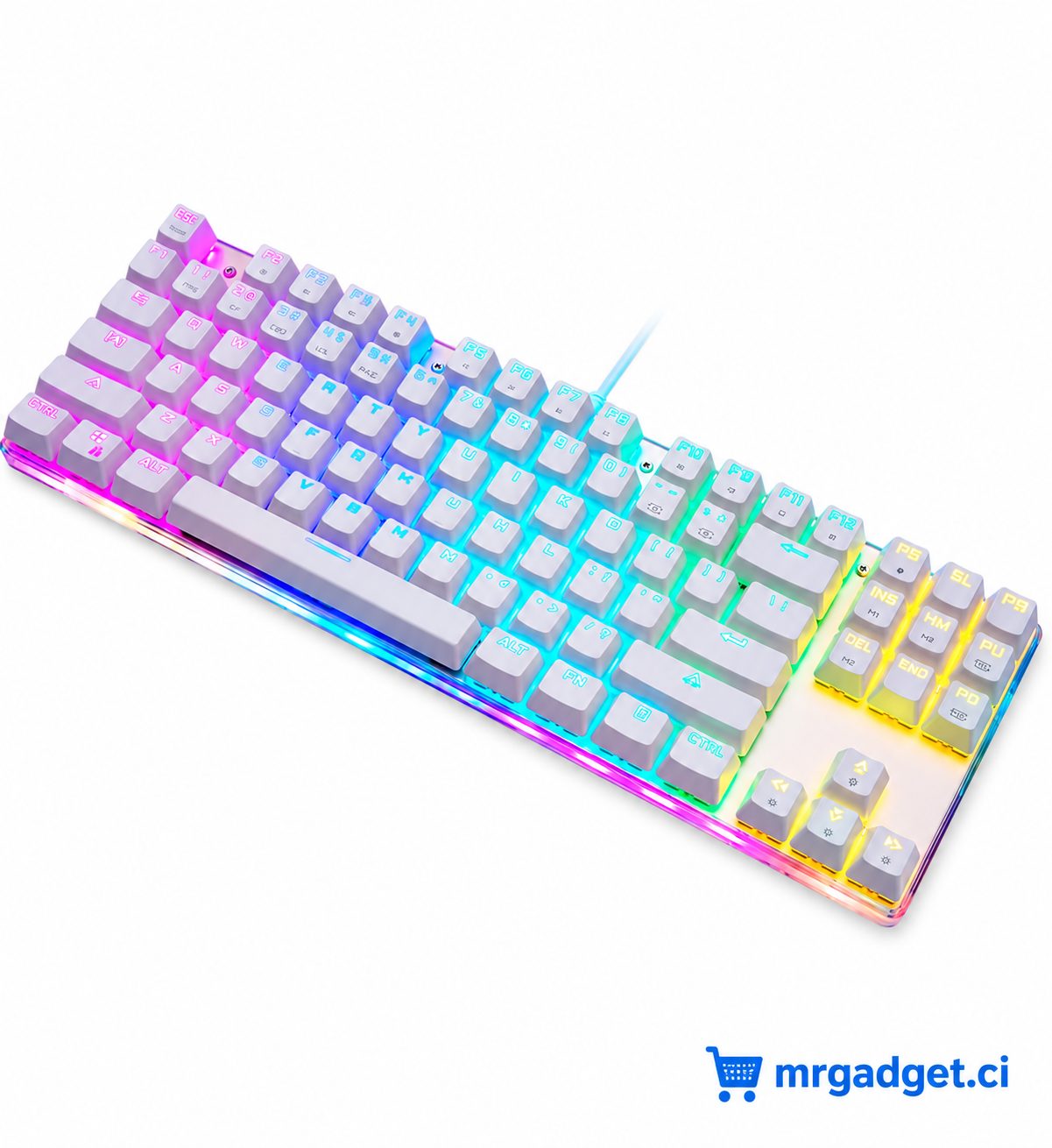 Clavier mécanique Gamer/Gaming MOTOSPEED K87S blanc RGB – Switchs bleus, USB
