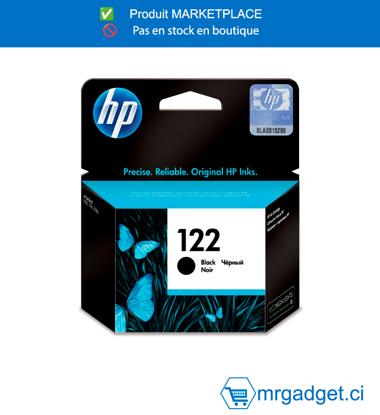 HP 122 Noir - Cartouche d'encre HP d'origine (CH561HE)