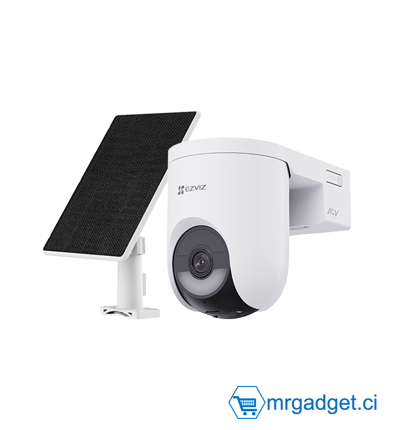 EZVIZ HB8c/SP (avec panneau solaire)  - 4MP - HB8 Lite Wi-FI  - 4MP Caméra de surveillance connectée, Caméra de sécurité d'extérieur sans fil, vision nocturne en couleur, détection humaine, détection de véhicule, audio bidirectionnel
