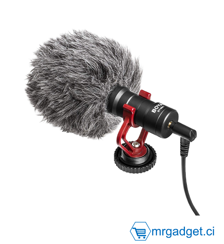 BOYA by-MM1 Microphone pour Appareil Photo pour iPhone, Smartphones Android, appareils Photo Reflex numériques et caméscopes sans Batterie