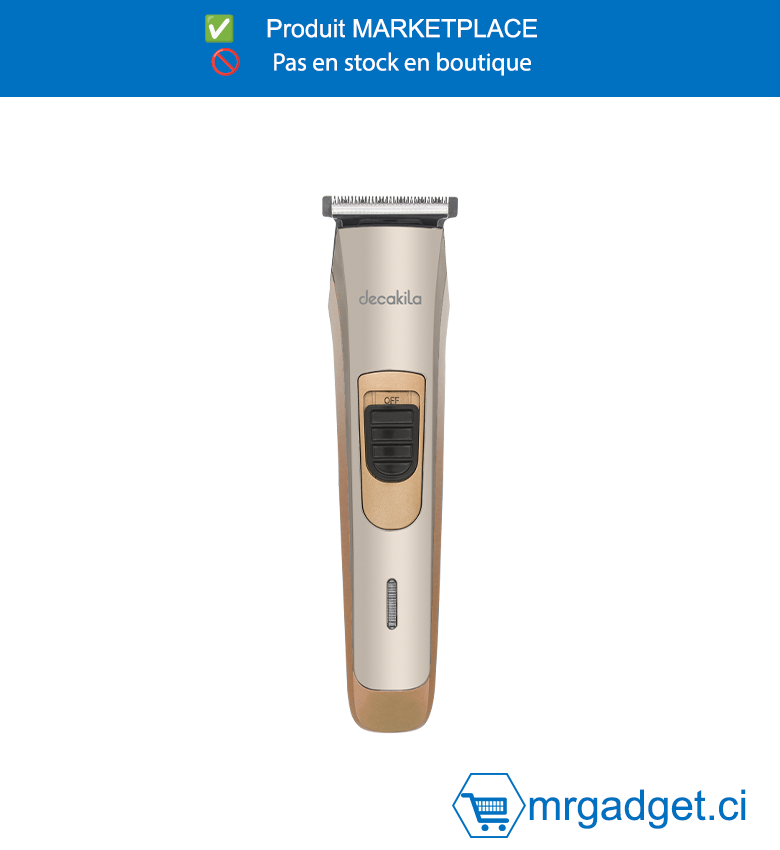 DECAKILA- KMHS018B-TONDEUSE À CHEVEUX SANS  FIL 50MIN ,acier satiné ,Câble USB de 60 cm Avec peigne de 3 mm, 6  mm, 9 mm, 12 mm Brosse propre * 1 Huile de  bouteille * 1 Taille : 162 * 41 mm Emballé par  boîte de couleur