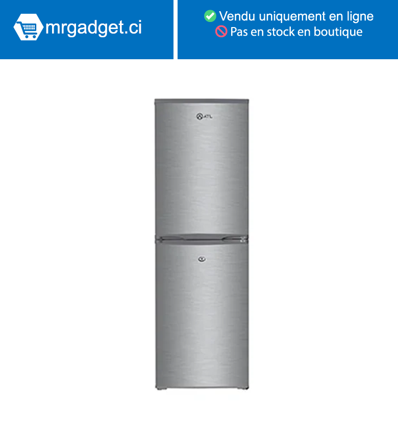 Réfrigérateur combiné ATL- 04 tiroirs – 254L- 02 portes – inox gris