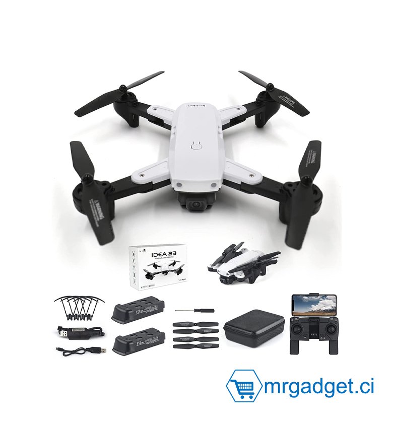 le-idea IDEA23 Drone GPS Pliable avec Caméra 4K pour Adulte/Débutants, Quadricoptère RC Professionnelle 5GHz WiFi FPV, Mode sans Tête, Follow me, 2 Batteries