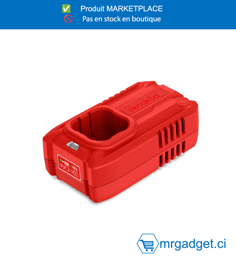 DECAKILA- HEDC006B-CHARGEUR BATTERIE 16V , Tension d’entrée : 220-240V ~ 50-60Hz  CHARGEUR BATTERIE 16V  Tension de sortie : 16V  Courant de sortie : 1.3A  Emballé par boîte de couleur