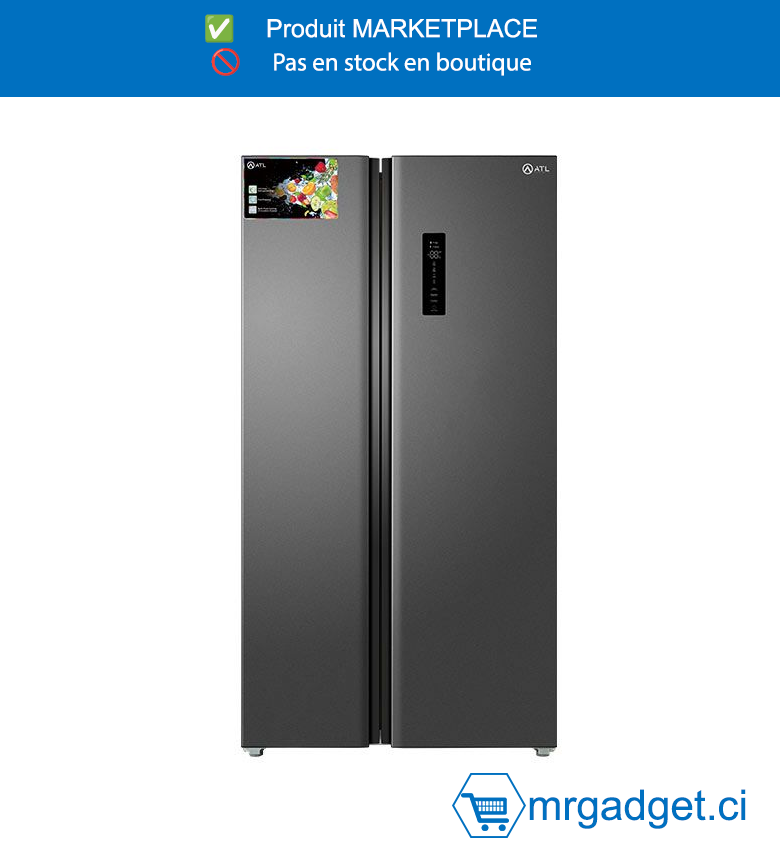 ATL-ATL-2A590-REFRIGERATEUR AMERICAIN ATL SIDE BY SIDE NO-FROST / 488L / 02 PORTES / GRIS/INVERTER /R600A/A+