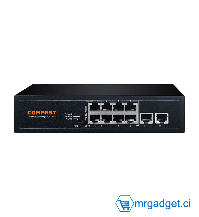 Comfast – commutateur Ethernet POE CF-SF181P, 8 + 2 ports, alimentation électrique intelligente, 120W, non manageable, haute puissance, 2G, grand fond de panier, surveillance de la bande passante