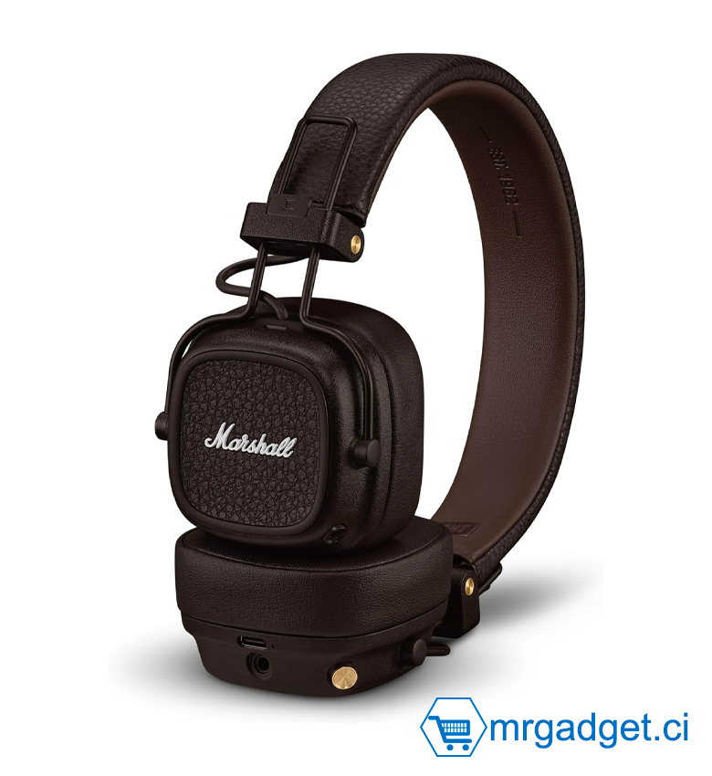 Marshall Major V Casque sans Fil Bluetooth, autonomie de 100 Heures - Marron