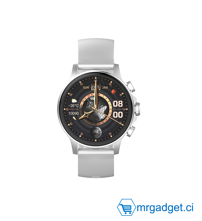 Montre connectée TWS avec écran AMOLED - LDNIO SW01, appels, notifications (réveil, calendrier). Bracelet silicone, étanche IP68, compatible  iOS 9.0+, Android 5.0+, Harmonyos 2.0+ - Gris