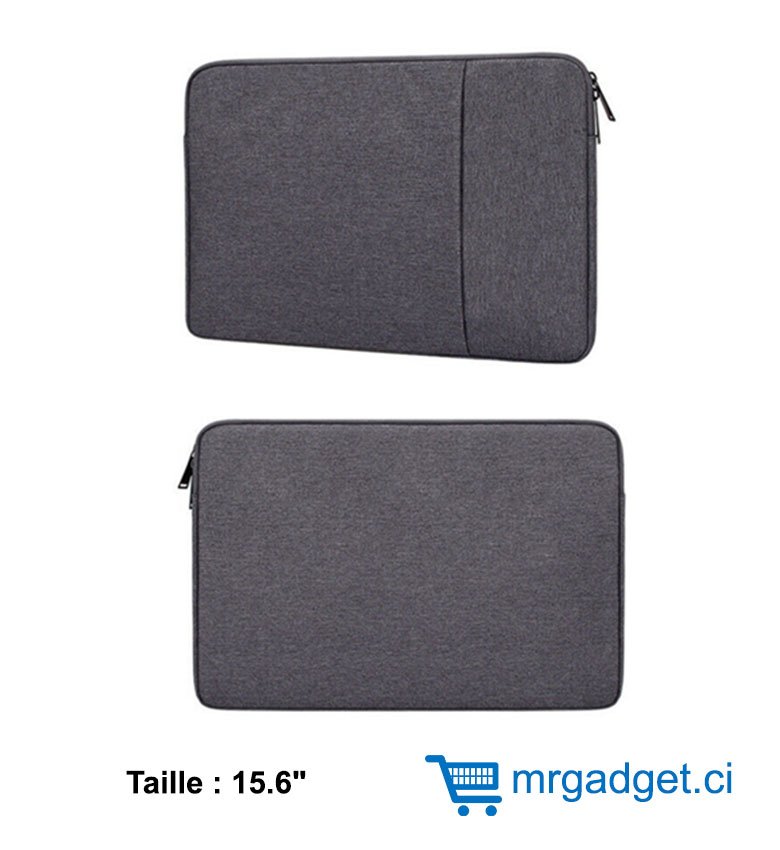 Pochette Effet Jean 15.6" pour PC - Housse Protection Sacoche Ordinateur Portable 15.6" & 16" Pouces -  Gris