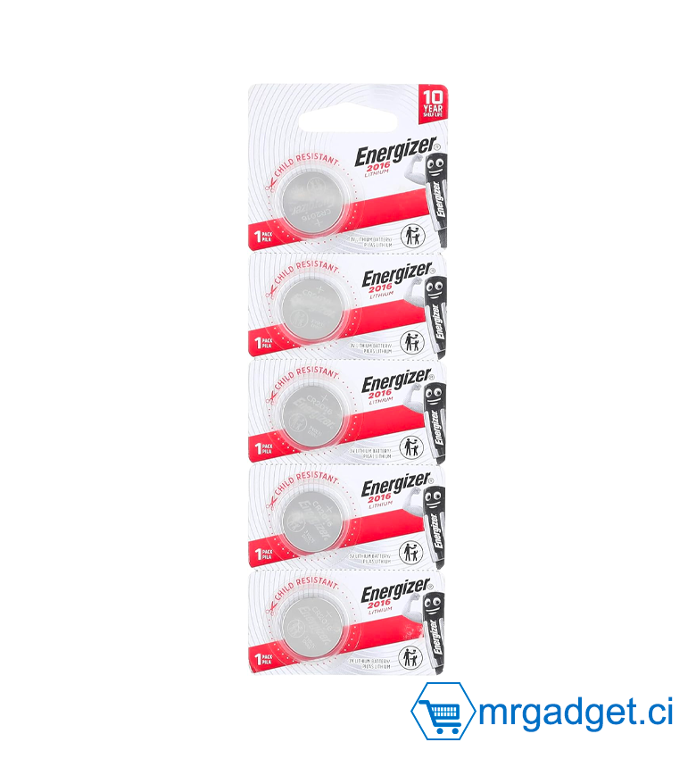 Lot de 5 Piles ENERGIZER 2016 - 3V 2016 LITHIUM - Pile Bouton