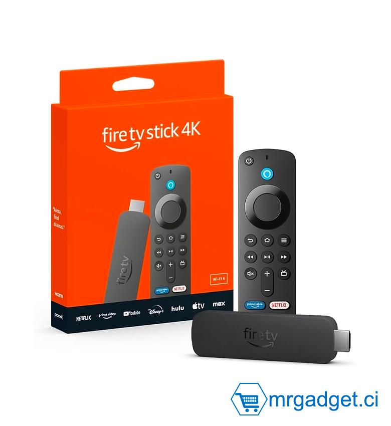 AMAZON FIRE TV STICK 4K(2nd) Wi-Fi6 streaming - Box Fire TV Stick 4K avec télécommande vocale Alexa (dotée de boutons de contrôle de la TV)