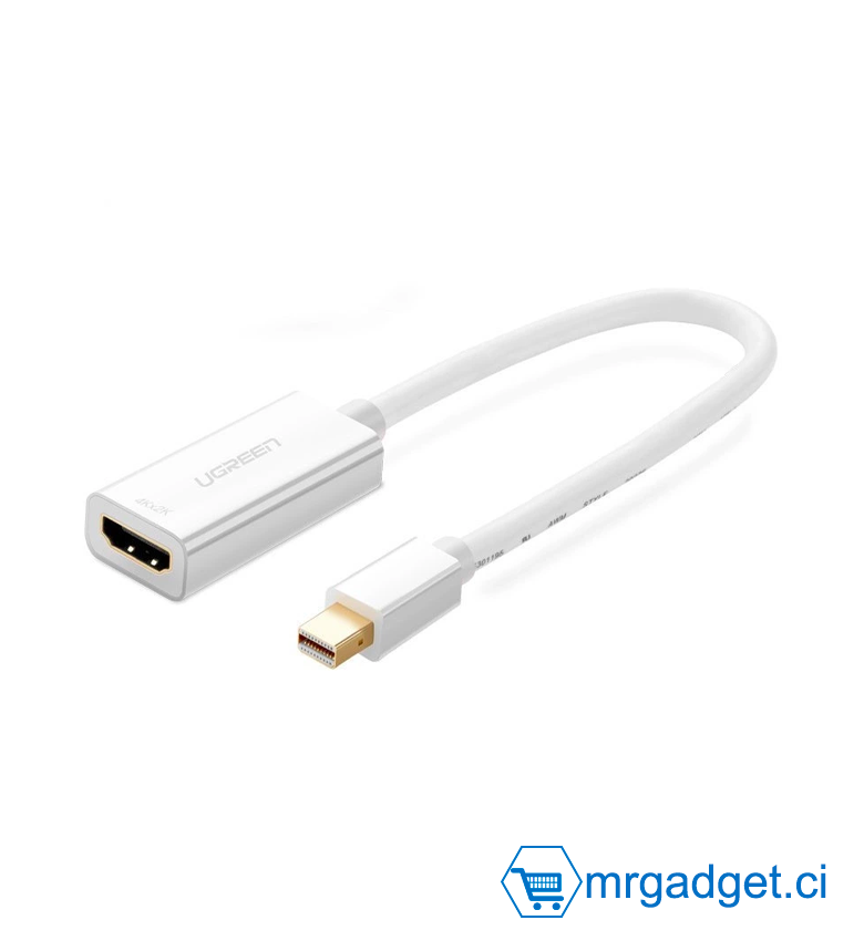 UGREEN MD112 Adaptateur Mini DisplayPort Thunderbolt  vers HDMI Femelle Compatible pour Apple MacBook Pro MacBook Air, Microsoft Surface Pro 4 3, Google Chromebook -  Blanc  #10025