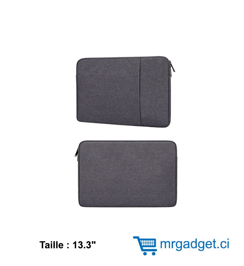 Pochette Effet Jean 13" pour PC - Housse Protection Sacoche Ordinateur Portable 13.3" & 14" Pouces -  Gris