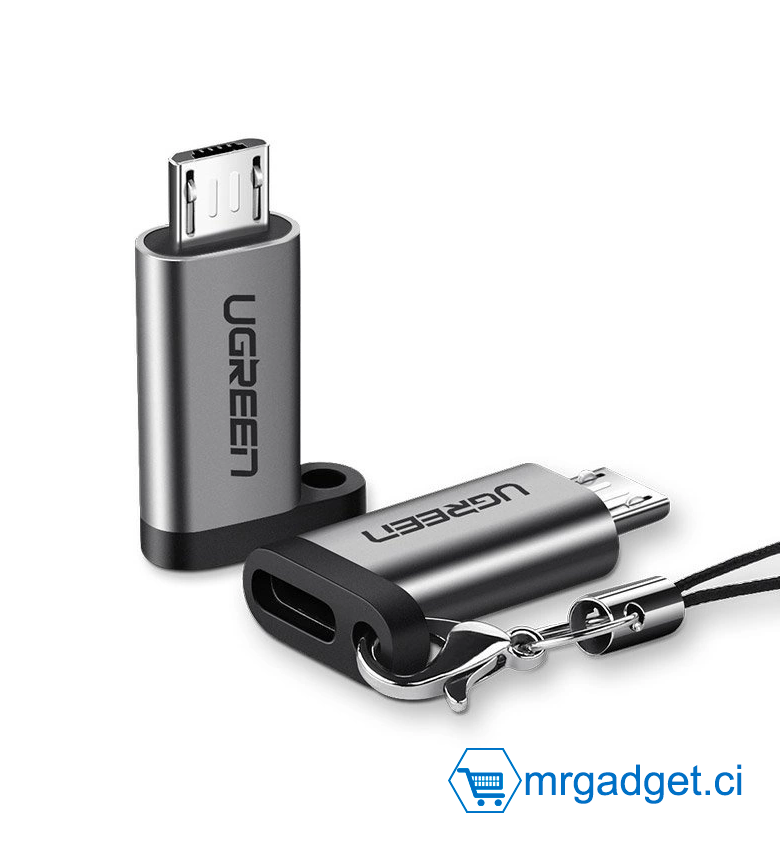 UGREEN US282 50590 Adaptateur USB-C Femelle vers Micro USB Mâle 2,4A Charge Rapide 480Mbps Transfert de Données pour Smartphones et Tablettes (Gris) #10132
