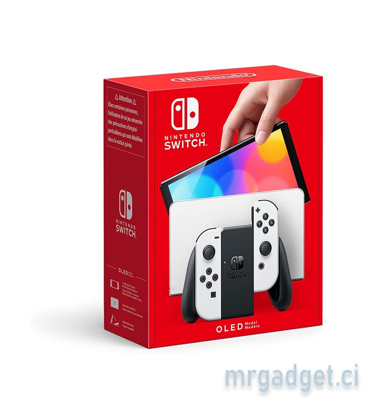 Console Nintendo Switch (Modèle OLED) avec Station d'Accueil/Manettes Joy-Con Blanches